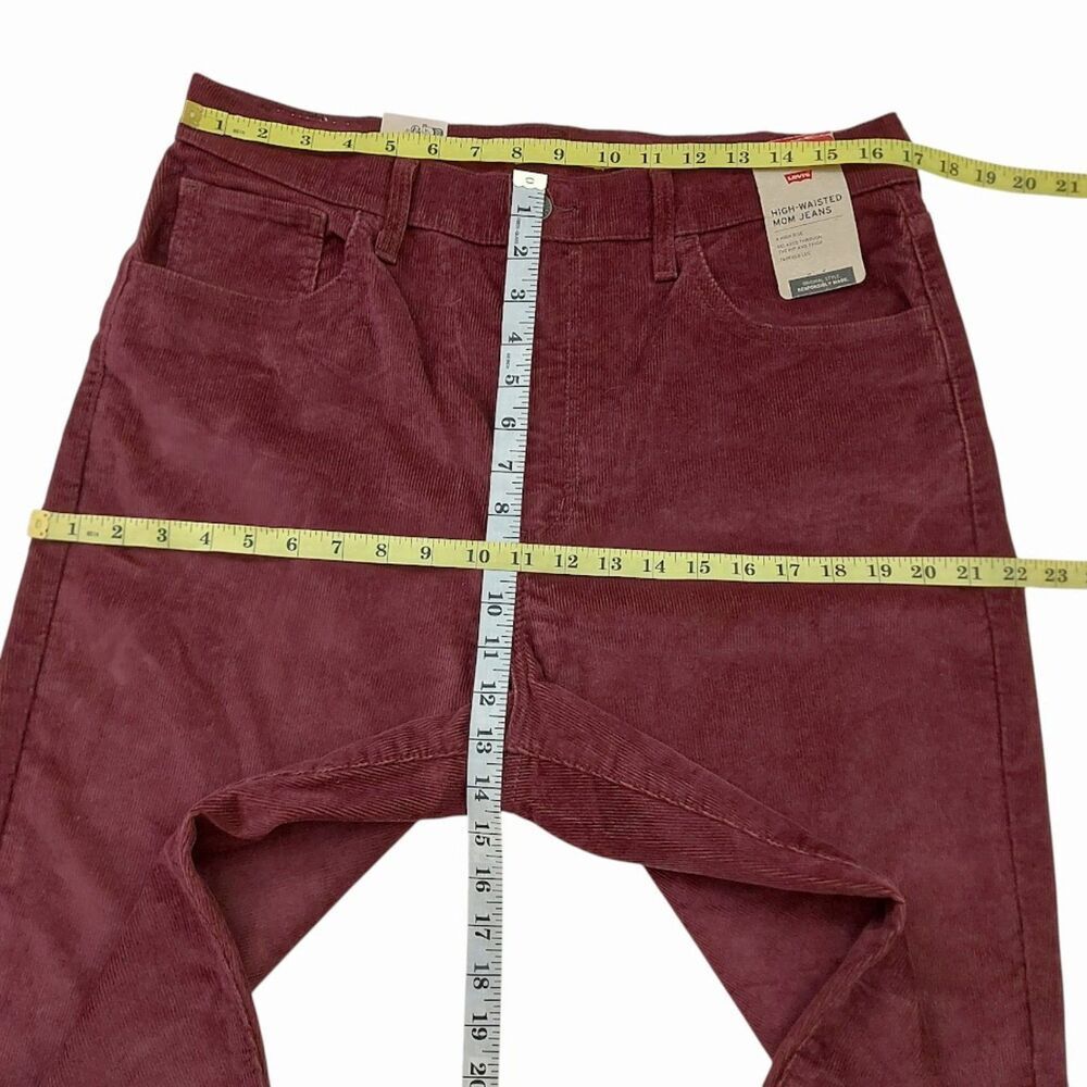 Levi's Corduroy Mom Pants Womens 33x29 Burgundy High Waisted Relaxed Fit Retro - Picture 11 of 12